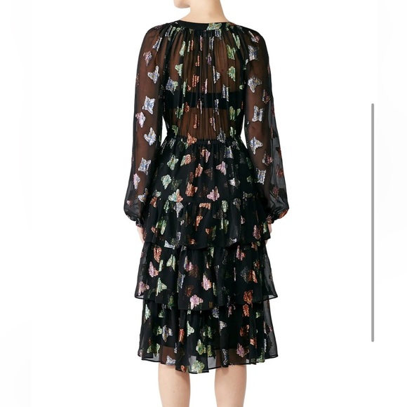 The Kooples Sheer Jumper Dress Black Butterfly Print - Picture 3 of 6